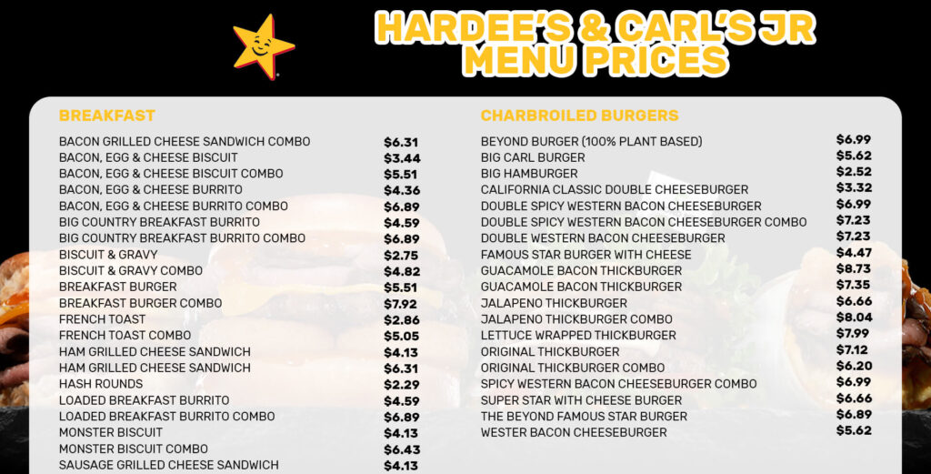 Hardee's Menu: Prices and Pictures